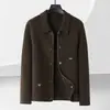 Chaqueta de lana hecha a mano para hombre 2026 otoño e invierno solapa estilo ropa de trabajo juvenil negocios casual abrigo corto de lana doble cara