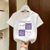 Camiseta de Algodón 100% Puro para Niña, Cuello Redondo, Manga Corta, Nuevo Estilo de Verano, Ropa de Moda para Niños y Bebés, Estampado de Dibujos Animados, Top Versátil