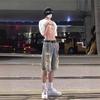 Pantalones cortos vaqueros rotos de verano para hombre, pantalones retro, diseño de marca de moda, estilo nicho, pantalones de mendigo de calle estadounidense.