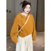 Chamarra Sudadera con Capucha para Mujer Corta Otoño e Invierno Nuevo Estilo 2025 Estilo Retro Americano Top Pequeño de Gama Alta