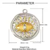 Ojo de Diablo Corazón Flor de Cinco Pétalos Dos Tonos Incrustados de Diamantes Colgante DIY de Acero Inoxidable Aretes de Búho para Mujer Joyería de Acero de Titanio