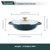 Panela de Ferro Fundido Esmaltado Tastedeli 25cm/2,5QT para Brasear com Tampa de Vidro, Caçarola Forno Holandês Baixo 2,37L para Grelhar, Selar, Assar, utensílio de cozinha multipropósito. Seguro para forno e compatível com indução. (2,37L)