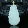 Colgante de gota de agua Guanyin de jade blanco verdoso Hetian, accesorio de collar para hombre, artesanía de jade de Mongolia exterior