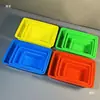 Caja de Plástico Rectangular sin Tapa para Artículos Varios, Cesta de Almacenamiento para Tornillos, Caja de Almacenamiento Colorida para Jardín de Infancia, Marco Pequeño para Fichas de Juego