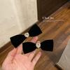 Pinza para el cabello de camelia de terciopelo vintage ~ Pinza superior negra Lazo Accesorios para el cabello Chanel Barroco Tocado