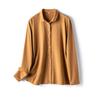 Nuevo Color Exportación de Comercio Exterior Día Corte Único Algodón Elástico Cuello de Pico Reductor de Edad Cómodo Recto Manga Larga Camisa Top para Mujer
