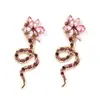 Brincos Europeus e Americanos Transfronteiriços Simples Moda Criativa Versátil Flor de Diamante Colorida Cobra Design Personalizado Brincos de Diamante