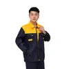 Conjunto de ropa de trabajo personalizado con bloques de color de primavera y otoño y franja reflectante para hombre, top de manga larga estilo marinero, ropa de trabajo de protección laboral para el sector eléctrico State Grid
