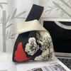 Bolso de mujer con diseño de panda de dibujos animados, bolso de punto a juego, bolso de muñeca, bolso de hombro, bolso de mano