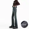 Jeans Retro Micro-lar Estilo Americano Feminino 2024 Novo Quente Outono e Inverno Cintura Alta Slim Slim Fit Calça Flare para Homens Baixos