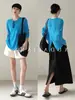 Top Delgado de Seda de Hielo Azul sin Espalda Estilo Coreano para Mujer, Cubierta de Verano para Aire Acondicionado, Camiseta Protectora Solar de Manga Larga para Mujer Petite