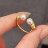 Anillo abierto de perla con giro antiguo moderno de alta calidad, versátil, elegante, antialérgico, de lujo ligero