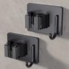 Clip para mopa color gris pistola para colgar en la pared del baño, acero inoxidable, colgador fijo para escoba, gancho de pared multifunción sin perforación