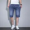 Shorts Jeans Masculino, Tendência de Verão Finos para Meninos, Calça Média Slim, Calça Elástica de Cinco Quartos para Verão, Calça Casual Masculina