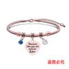 Pulseira Europeia e Americana Transfronteiriça Aço Inoxidável Pulseira Osso de Cobra Comemorativa Dia dos Professores Feriado Diamante Azul Presente Gravação Pulseira de Aço Titânio
