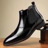 Botas de Couro Business Casual Masculinas Novo Estilo Botas de Couro de Cano Médio Botas Martin Slip-On Estilo Britânico Retrô Transfronteiriças Masculinas 26059
