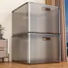 Caja de almacenamiento transparente para el hogar, caja de plástico para guardar juguetes y snacks, tamaño grande, engrosada, organizador de ropa para armario, cesta de almacenamiento
