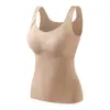 Nova roupa íntima térmica de outono e inverno para mulheres, camada base justa, autocalor, quente, não precisa de sutiã, regata interna sem costura