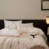 Conjunto de cama de quatro peças de luxo leve de alta qualidade em Lyocell Tencel para o verão, capa de edredom de seda gelada, lençol, lençol com elástico, produtos de cama