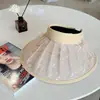 Chapéu com Aba Estilo Chinês Floral Doce com Fio de Ouro para Mulheres, Chapéu de Sol de Verão com Aba Larga para Proteção Solar e Sombreamento do Rosto, Chapéu de Sol para Afinar o Rosto Feminino