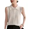 Otoño 2025 Nuevo Suéter de Punto para Mujer Chaleco sin Mangas para Mujer Suéter de Cuello Polo Delgado para Ropa de Abajo Venta al por Mayor