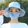 Chapéu de Sol Novo Estilo, Chapéu de Pescador, Chapéu com Máscara Integrada, Chapéu de Sol Versátil com Proteção UV para o Verão, Proteção Solar e Cobertura Facial