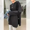 Camiseta de algodão puro de manga comprida para mulheres, comprimento médio, adequada para primavera e outono, peça externa da moda, camiseta básica, top interno, solta e estilosa, adequada para pessoas petite