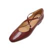 Zapatos Mary Jane para mujer, estilo ballet francés, retro, con tiras cruzadas, punta redonda, boca baja, planos de piel de vaca, color leche.
