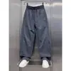 Pantalones Casuales de Verano Sueltos de Marca de Moda para Hombre, Nuevos Pantalones Deportivos de Pierna Recta, Pantalones Curvos Delgados de Seda de Hielo con Cordón, Negro