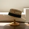 Sombrero de Paja de Ala Plana Estilo Francés para Mujer, Primavera y Verano, con Cintas, Sombrero de Paja Tejida de Moda Versátil para Vacaciones en la Playa