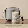 Caneca de Cerâmica para Escritório com Tampa e Filtro para Chá, Ramo Espiral de Lótus, Caneca Única Portátil para Uso Pessoal, Presente de Alta Qualidade, Embalagem em Caixa de Presente Exquisita