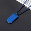 Collar con colgante de placa de perro militar de borde biselado liso de acero de titanio de alta gama europeo y americano transfronterizo, personalizable, para hombre, se puede grabar