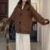 Cardigan de Punto con Capucha y Cuello en V de Botones Nuevo Otoño e Invierno Estilo Coreano Bolsillo Sudadera con Capucha Suéter Holgado para Mujer