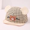 Chapéu infantil estilo chinês Ins Fashion Baby Soft Rim Boné de beisebol Desenho animado Xadrez Urso Cub Boné de bebê