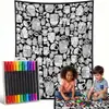 Coloração preto e branco, manta casual para casa, manta multiuso DIY, manta para rabiscar, manta para cochilo, atacado, arte linear pintada à mão, design criativo