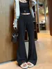 Pantalones Deportivos Largos Casuales de Cintura Alta, Estilo Micro-Campana, Caída Suave, Adelgazantes, Pantalones de Yoga, Corte Relajado, Pierna Estrecha, Pantalones de Arroz Pegajoso