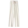 Pantalones de Lana Pura a Rayas de Pierna Ancha con Cintura Elástica, Gruesos Cálidos Adelgazantes de Otoño e Invierno, Pantalones Versátiles de Gama Alta para Mujer