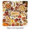 50 Hojas Pegatinas Ins de Otoño Comida Marrón Decoración de Graffiti Estacional Diario DIY Caja de Almacenamiento Pegatinas para Diario Casco