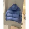 Jaqueta de Algodão Azul Acolchoada Estilo Casco de Tartaruga para Mulheres, Nova Coleção Outono/Inverno 2026, Casaco Quente Versátil com Capuz para Figuras Baixas, Tendência