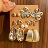Pendientes Europeos y Americanos Transfronterizos Nueva Moda Simples Creativos de Personalidad Forma de C Gota de Agua Flor Set de Pendientes para Mujer Gama Alta Versátiles