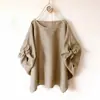 Top de Mujer Estilo Japonés Moda Nueva Primavera 2026 Cuello Redondo Holgado Dos Mangas Atado