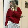 Suéter de punto grueso de cuello redondo, estilo retro coreano casual holgado con trenzas, jersey de nicho para otoño e invierno