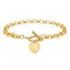 Pulsera del Alfabeto de 26 Letras Más Vendida de Amazon para Mujer, Colgante en Forma de Corazón de Acero Inoxidable, Pulsera de Cadena O a la Moda Transfronteriza