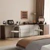 Tocador Integrado de Dormitorio Moderno Escritorio de Maquillaje Retráctil de Esquina Armario de Almacenamiento Simple para Mesita de Noche de Apartamento Pequeño