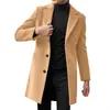 Abrigo de lana para hombre, otoño e invierno, en stock, calidad de exportación, moderno estilo coreano, corte ajustado, gabardina de longitud media, prenda exterior de tejido de lana