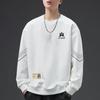 Camiseta de manga comprida plus size, moda outono e inverno, suéter masculino, solto, grosso, gola redonda, camisa de base
