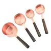 Juego de Tazas y Cucharas Medidoras Juego de Cucharas y Tazas Medidoras de Madera de Nogal Juego de Ocho Piezas de Cucharas Medidoras Doradas Rosadas Herramientas para Hornear