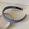 Diadema de Cuadros Dulce y Versátil en Tonos Azules, Fresca y Linda, para Mujer, Pinza para el Cabello de Esponja de Punta Alta, Nuevo Accesorio para el Cabello