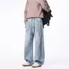 Pantalones casuales de calle estilo americano para hombre, pantalones vaqueros rectos versátiles para otoño e invierno 2026, pantalones largos de corte limpio y caída suave