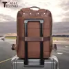 TIDING Nueva mochila de cuero genuino para hombre, mochila vintage de piel de vaca para ordenador, mochila para viajes al aire libre y ocio